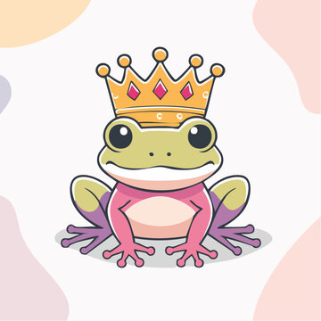 Cute Frog King Wearing a Crown