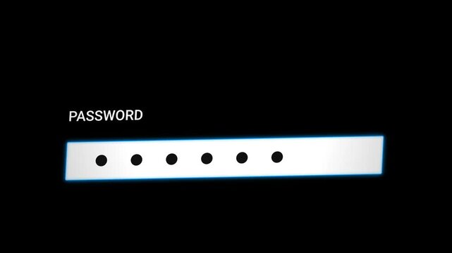 Password entry and access denied animation on a dark screen representing a security breach or login 