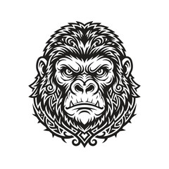 Obraz premium Gorilla Head Portrait Illustration In Bold Line Art.