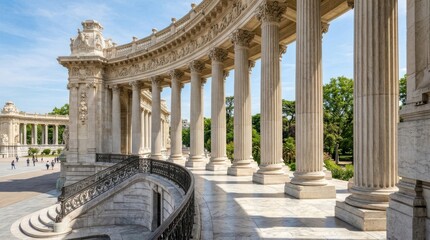 Fototapeta premium Grand Classical Architecture with Ionic Columns and Archway Arcades in Paris, France