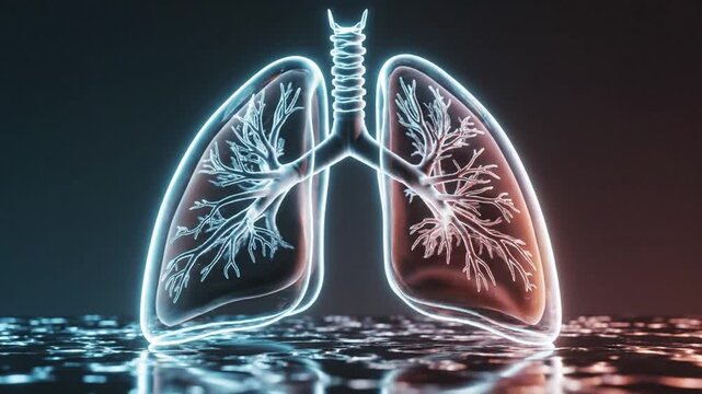 Glowing Human Lungs Anatomy Medical Illustration