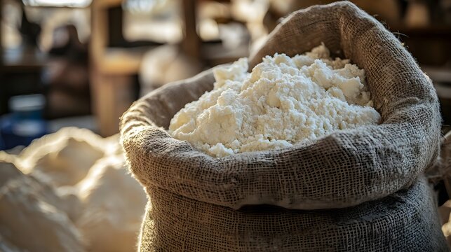 Sack of Fresh Curd Cheese