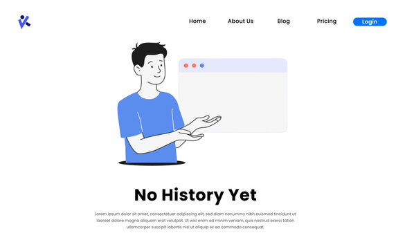 No History Yet Illustration. Man Presenting an Empty Browser Window