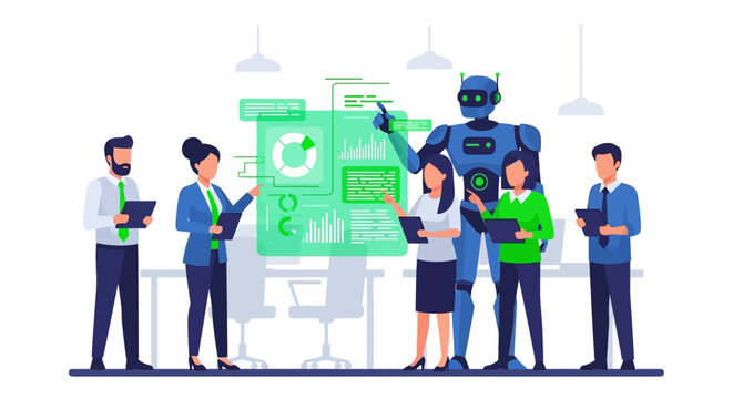 Robot and Team in Office.