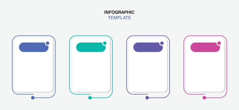 Modern four stages rounded rectangle cards layout for presentation. minimal text box template infographic.  vector illustration.
