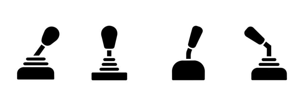 Set of machine control levers, silhouette in flat style isolated