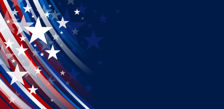 Abstract USA background design of line gradient and star 4th of july independence day banner vector illustration