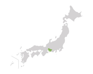 Naklejka premium 愛知県だけ緑色のシンプルな日本の地図