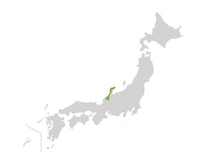 Naklejka premium 石川県だけ緑色のシンプルな日本の地図
