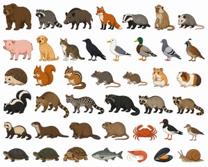 Fototapeta premium set of wild animals