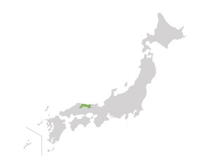 Naklejka premium 鳥取県だけ緑色のシンプルな日本の地図