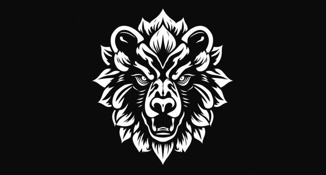 Tribal tattoo black and white vector illustration skull lion eagle wings emblem ornament crest vintage symbol design