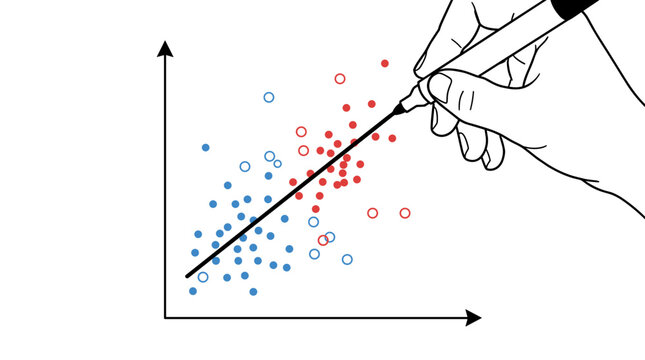 Hand drawing line on scatter plot separating data points