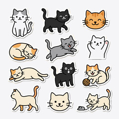 Fototapeta premium A collection of cute vector cat illustrations featuring various playful poses and expressions for creative projects