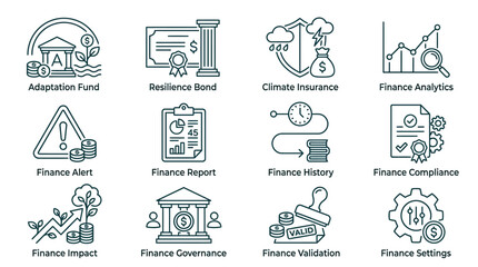 Fototapeta premium Set of thin line icons for financial and business management services.