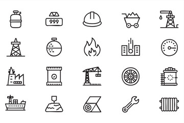 Fototapeta premium Minimal Mining Industry Icons for Energy Companies, Construction Sites, Engineering Apps and Web Design