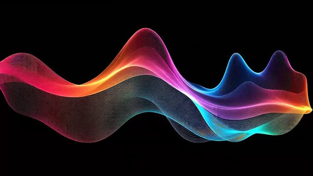 Digital black background color mountain curve abstract background