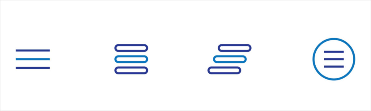 Set of four different hamburger menu icons