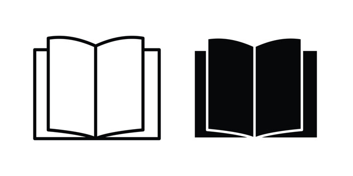 Book open icon. Flat vector illustration in black. EPS 10