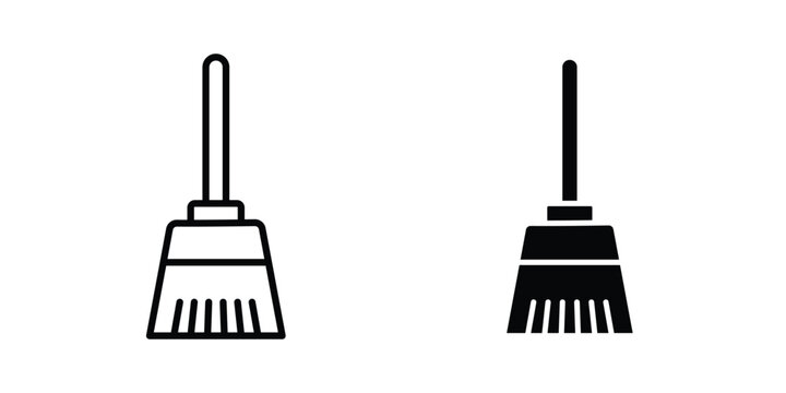 Broom icon. Flat vector illustration in black. EPS 10