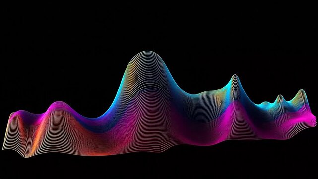 Digital black background color mountain curve abstract background