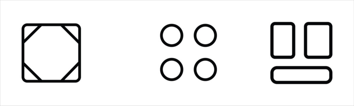 Set of three ui layout icons representing different display modes