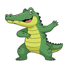 Fototapeta premium Smiling cartoon crocodile standing on hind legs