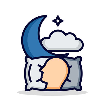 Sleeping Person Resting on Pillow.