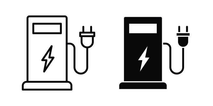 Charging station icon. Flat vector illustration in black. EPS 10