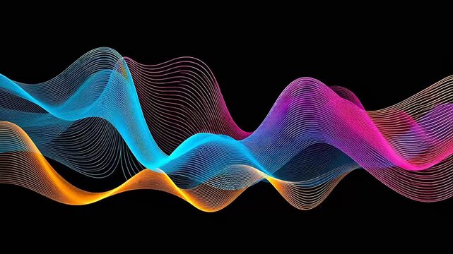 Digital black background color mountain curve abstract background