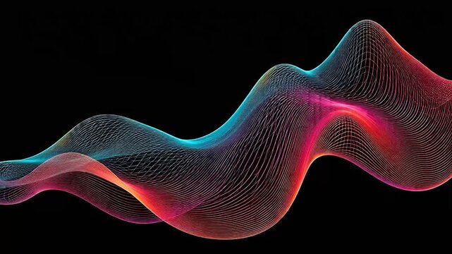 Digital black background color mountain curve abstract background