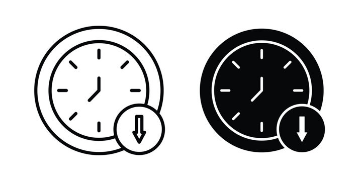 Down time icon. Flat vector illustration in black. EPS 10