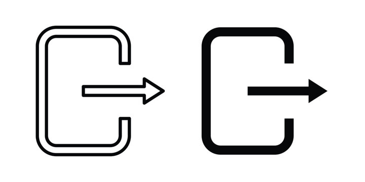 Exit icon. Flat vector illustration in black. EPS 10