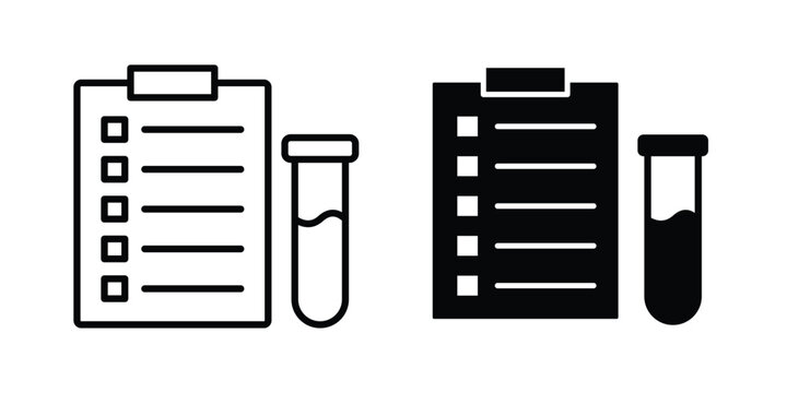 Lab report icon. Flat vector illustration in black. EPS 10