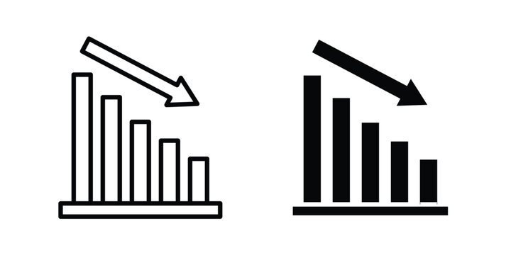 Loss Chart Icon. Flat vector illustration in black. EPS 10