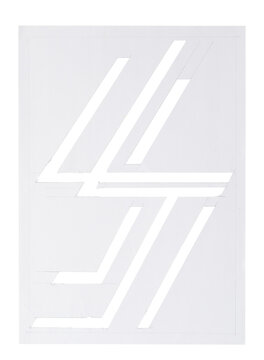 white abstract geometric frame collage. handmade cut-out frame. png isolated on transparent background