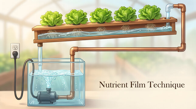 Educational Diagram of Nutrient Film Technique NFT Hydroponic System Mechanics