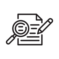 document review icon with magnifying glass and pencil line art © MSTASIA