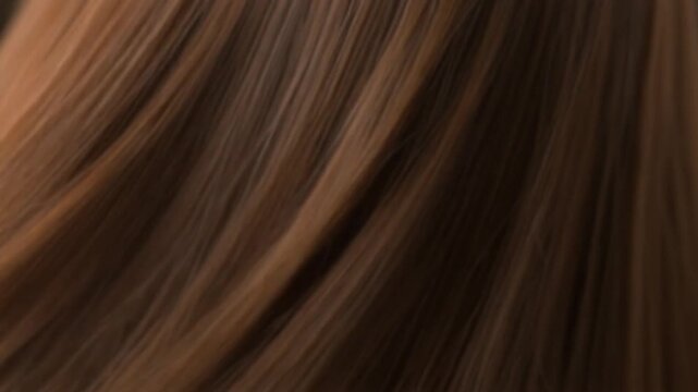 Close up of flowing brown hair texture slow motion