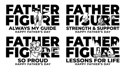 Obraz premium Father's Day Typography and Silhouettes Celebrating Fatherhood