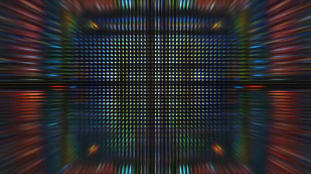 Abstract digital grid tunnel with light streaks motion background 4k footage