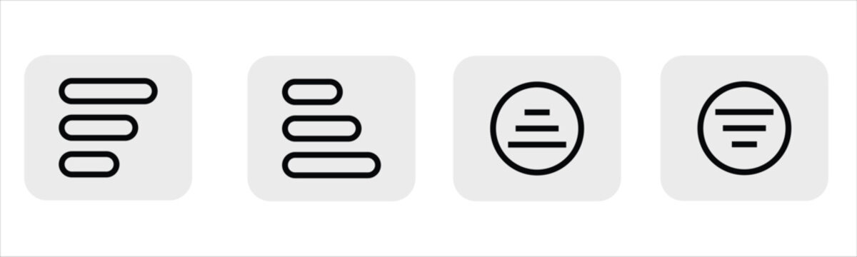 Set of four text alignment and paragraph formatting icons