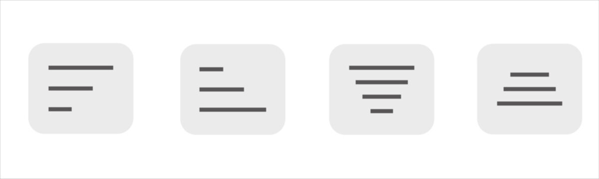 Set of text alignment icons for word processing and design