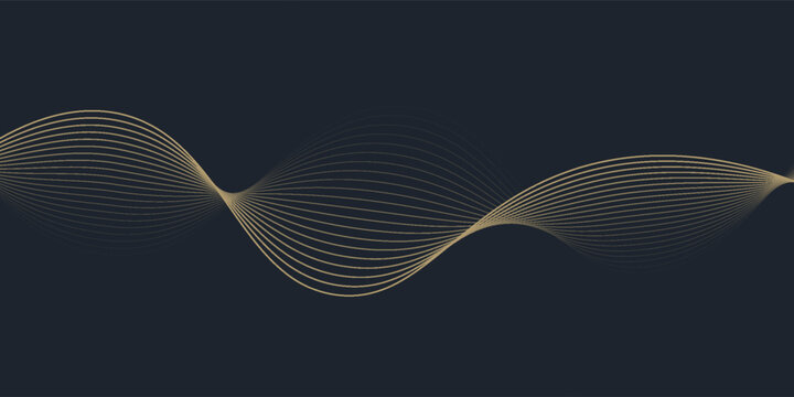 Abstract geometric vector curve lines shape in premium gold color isolated on transtransparent background. Dinamic flowing gold gradient wave pattern. Vector llustration
