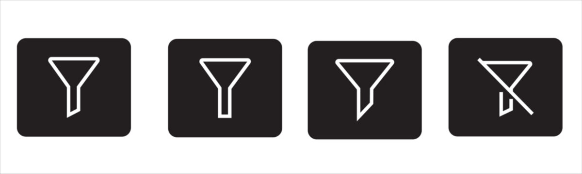 Set of four filter icons in dark rounded square buttons