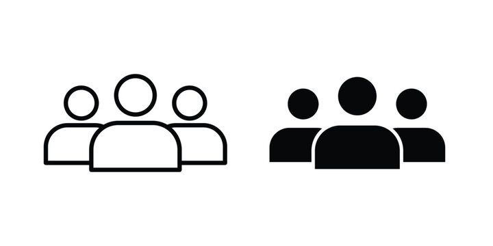 Users icon. Flat vector illustration in black. EPS 10