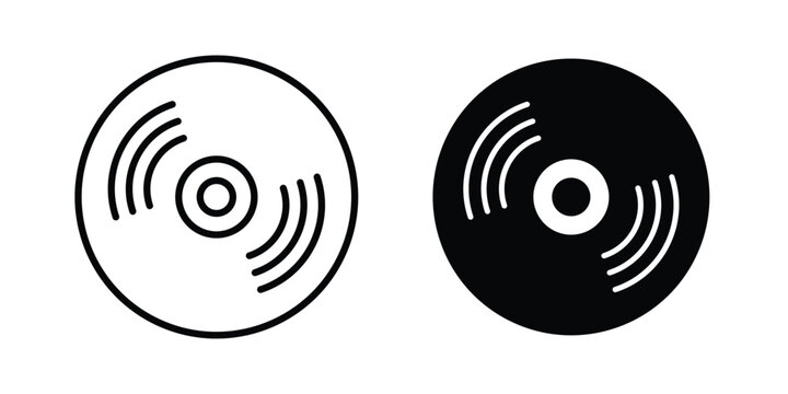 Vinyl icon. Flat vector illustration in black. EPS 10
