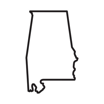 alabama state outline black line drawing on white background