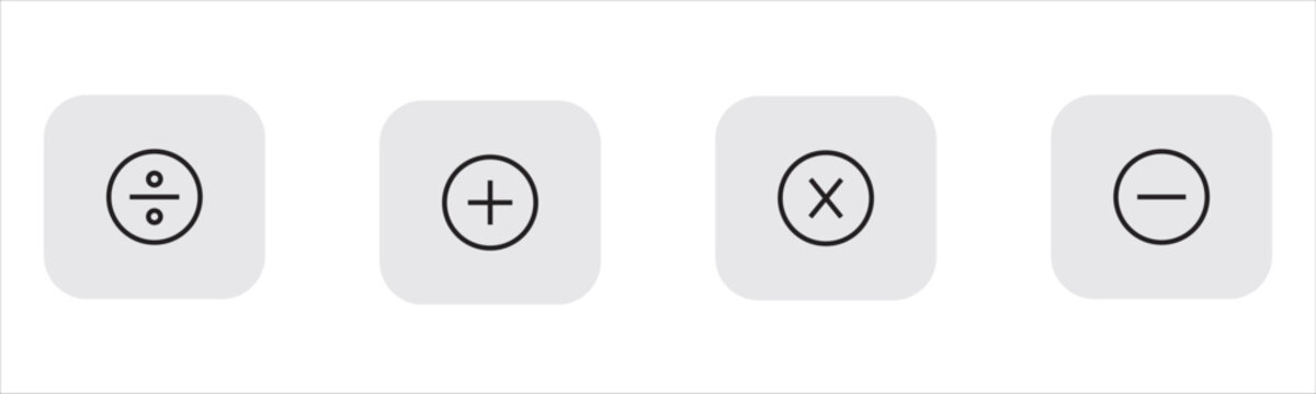 Set of four basic mathematical operation icons