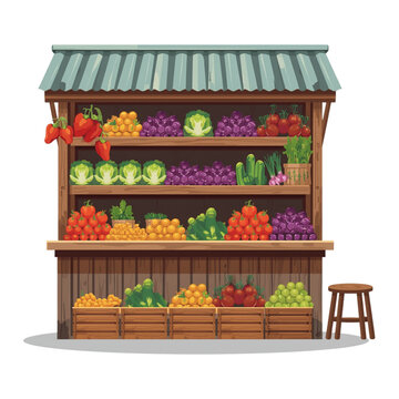 Wooden Vegetable Stand Illustration